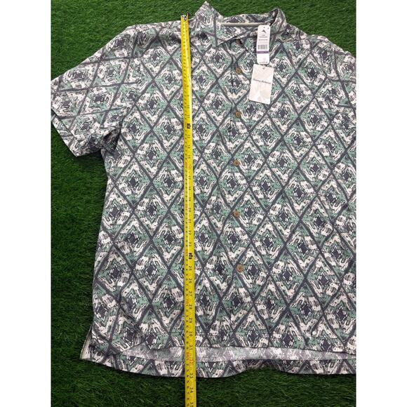 Tommy Bahama Deep Water Diamond Silk Shirt XXL Deep Grass Green NWT Aloha - Picture 7 of 9